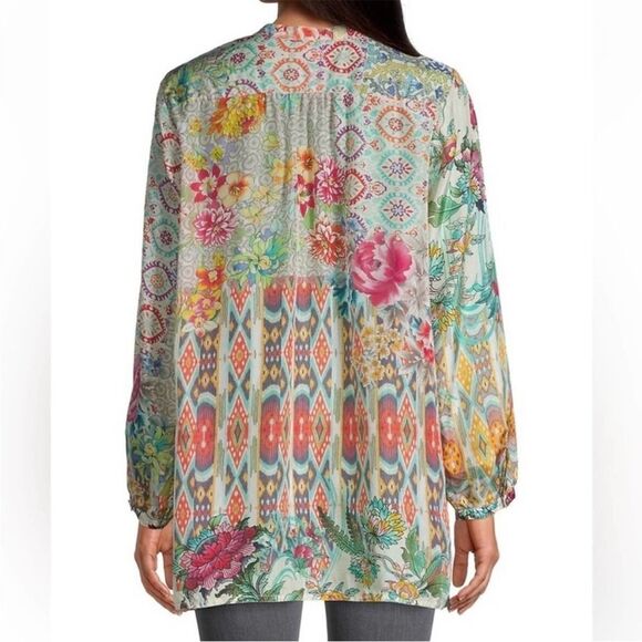 Johnny Was Silk Pearce Blair Long Sleeve Floral Top - Picture 2 of 6